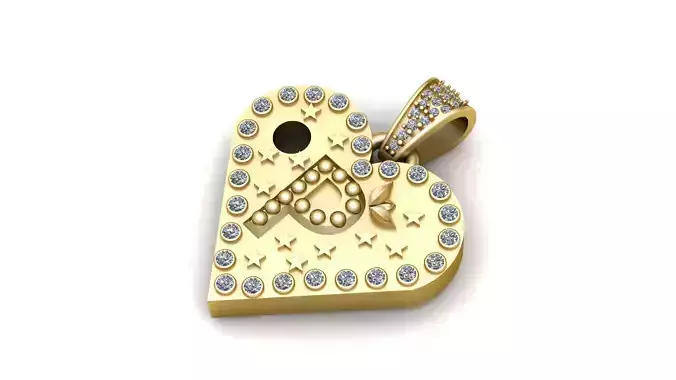 P  GOLD HEART PENDANT    3D print model