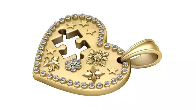 heart pendant 3D printable model      