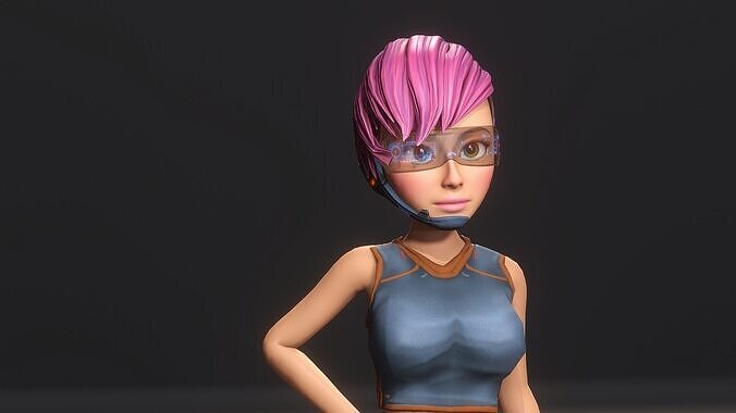 Gaming Girl Low-poly 3D model