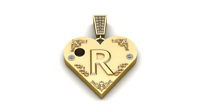 R GOLD HEART PENDANT   3D print model