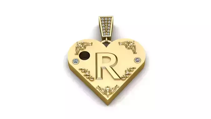R GOLD HEART PENDANT   3D print model