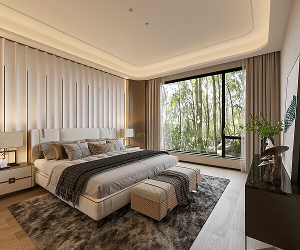 three bedrooms 3D model 6