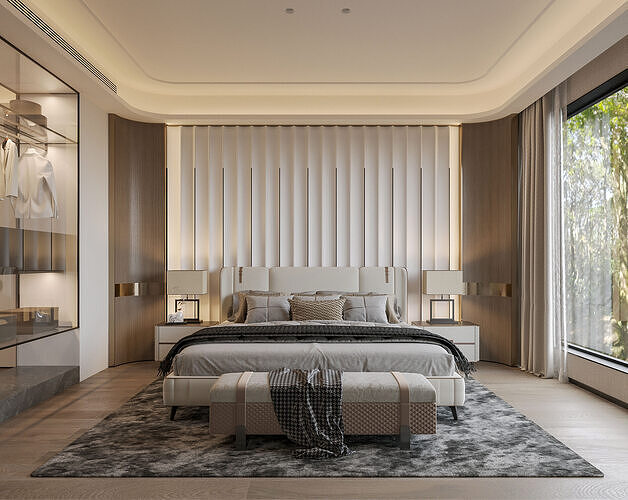 three bedrooms 3D model 2
