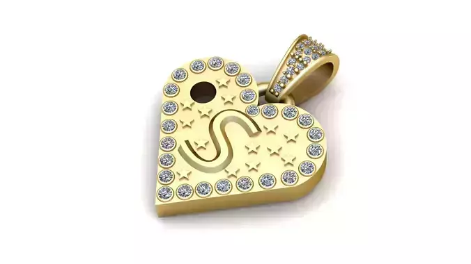S  GOLD HEART PENDANT   3D print model