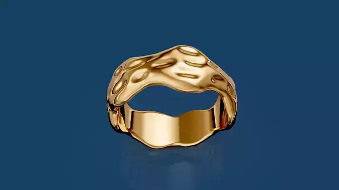 Hammered ring silver gold printable 3d jewelry model