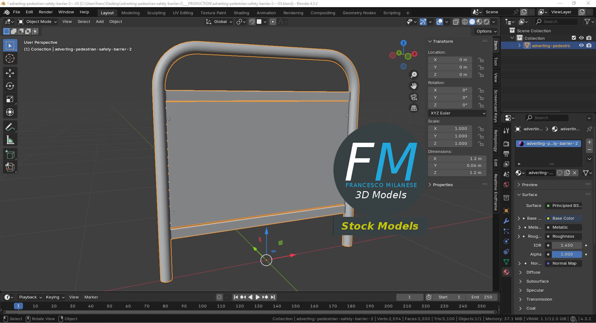 Advertising pedestrian safety barrier 2 3D model_9