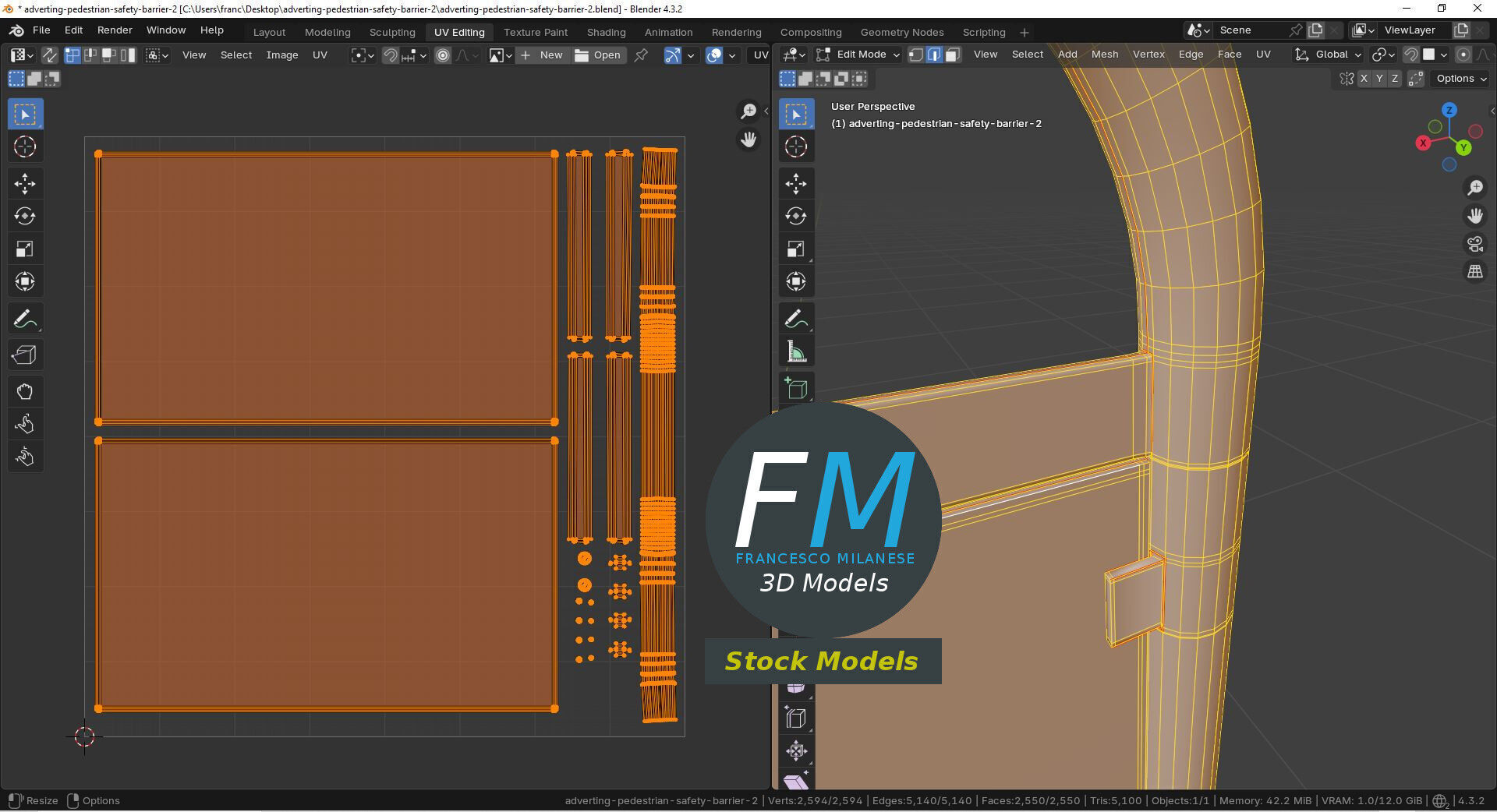 Advertising pedestrian safety barrier 2 3D model_10