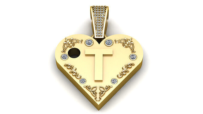 T  GOLD HEART PENDANT   3D print model