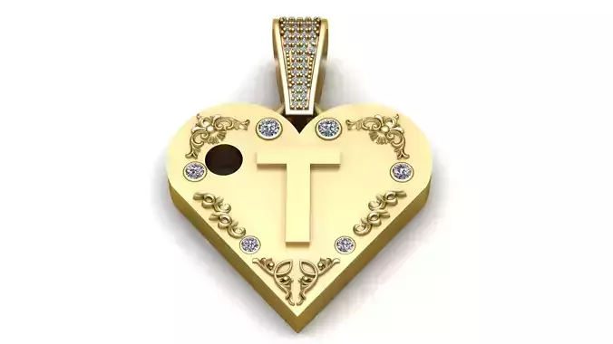 T  GOLD HEART PENDANT   3D print model