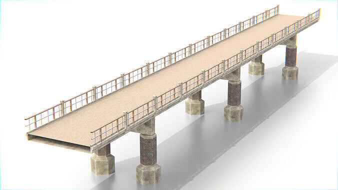 Concrete Bridge Low-poly 3D model