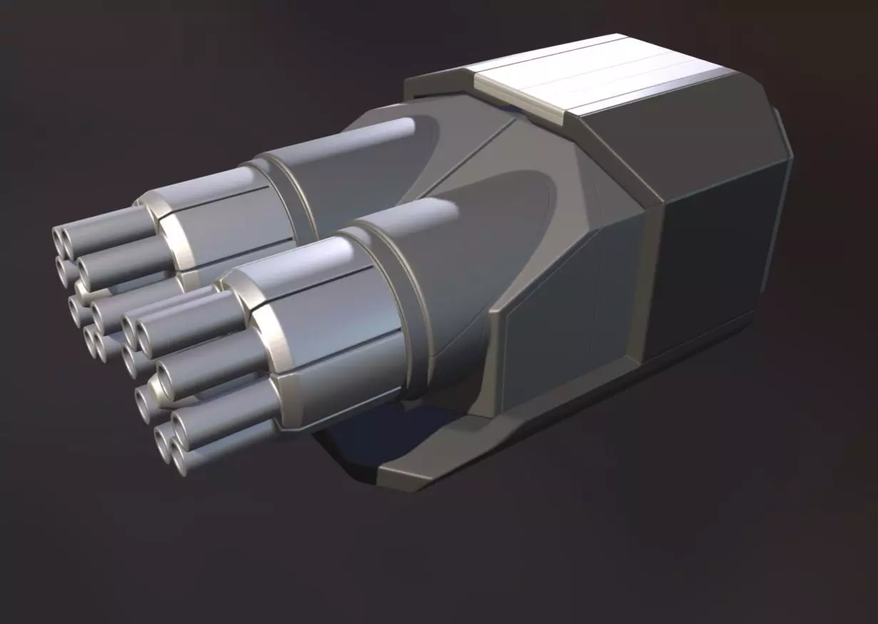 Gatling Gun Module High Poly Version 3D model_0