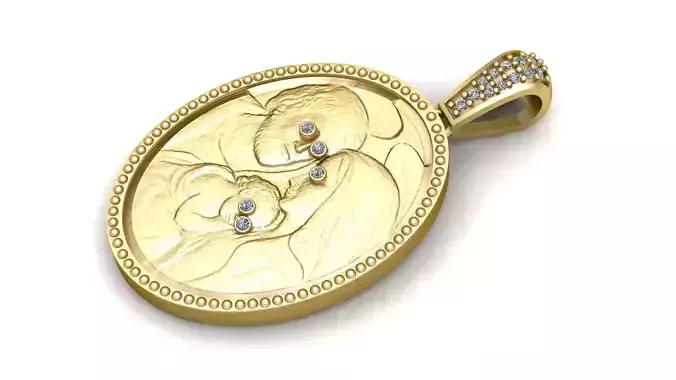 mother and child pendant 3D printable model      