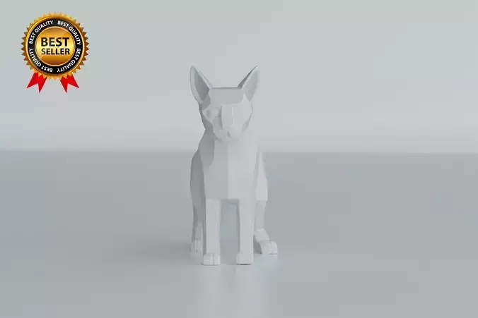 Stylized cat standing sculpture print model