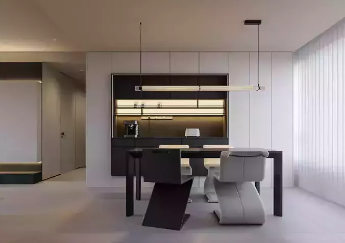 Modern living and dining room
