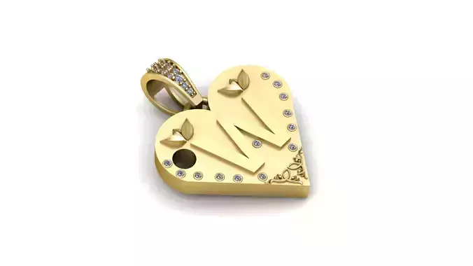 W GOLD HEART PENDANT  