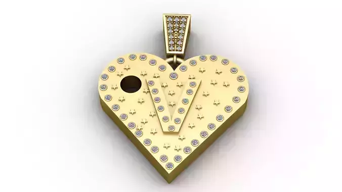 W GOLD HEART PENDANT   3D print model