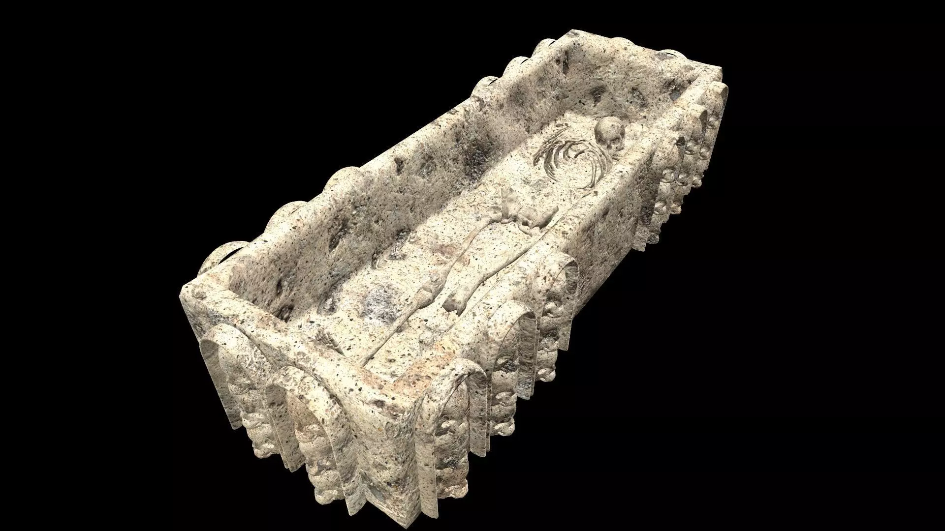 Coffin Skeleton Medieval Free low-poly 3D model