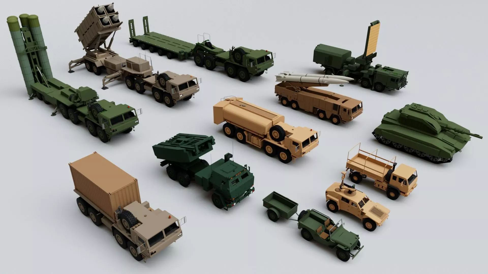 12 Military Vehicles Pack Collection - Game Ready Low-poly 3D model_0