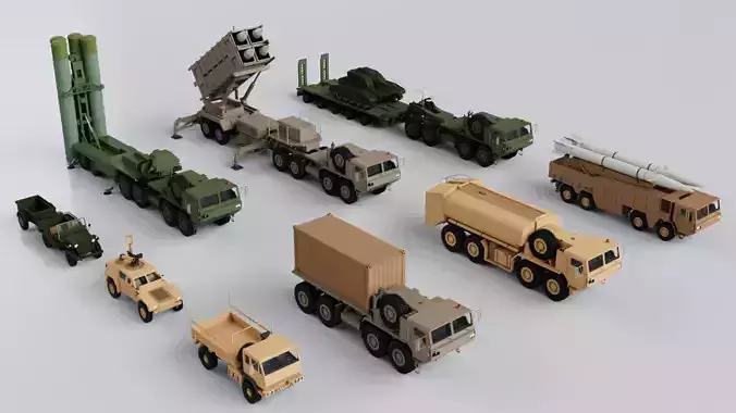 10 Military Vehicles Pack Collection - Game Ready 3D model