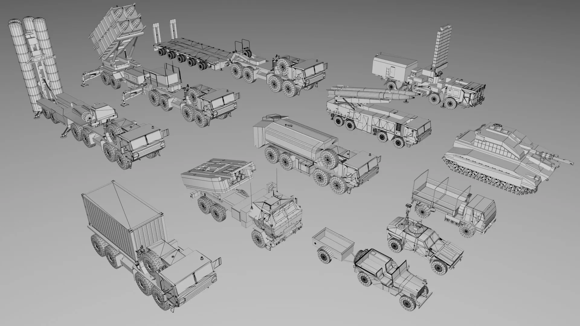 12 Military Vehicles Pack Collection - Game Ready Low-poly 3D model_1