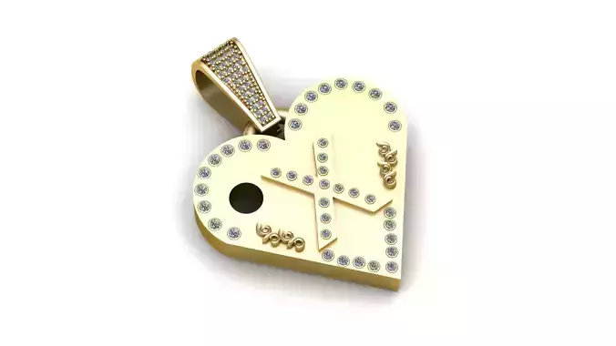 X GOLD HEART PENDANT   3D print model