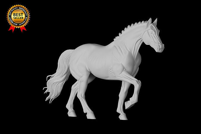 3D sculpture of a majestic horse 3D print model