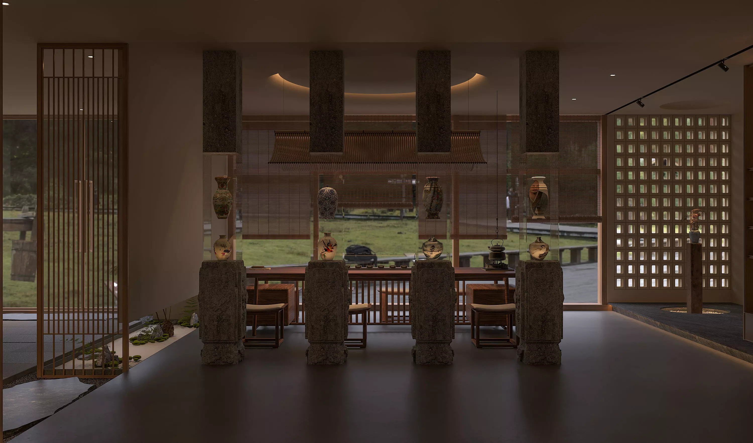 chinese restaurant lobby 3D model_0