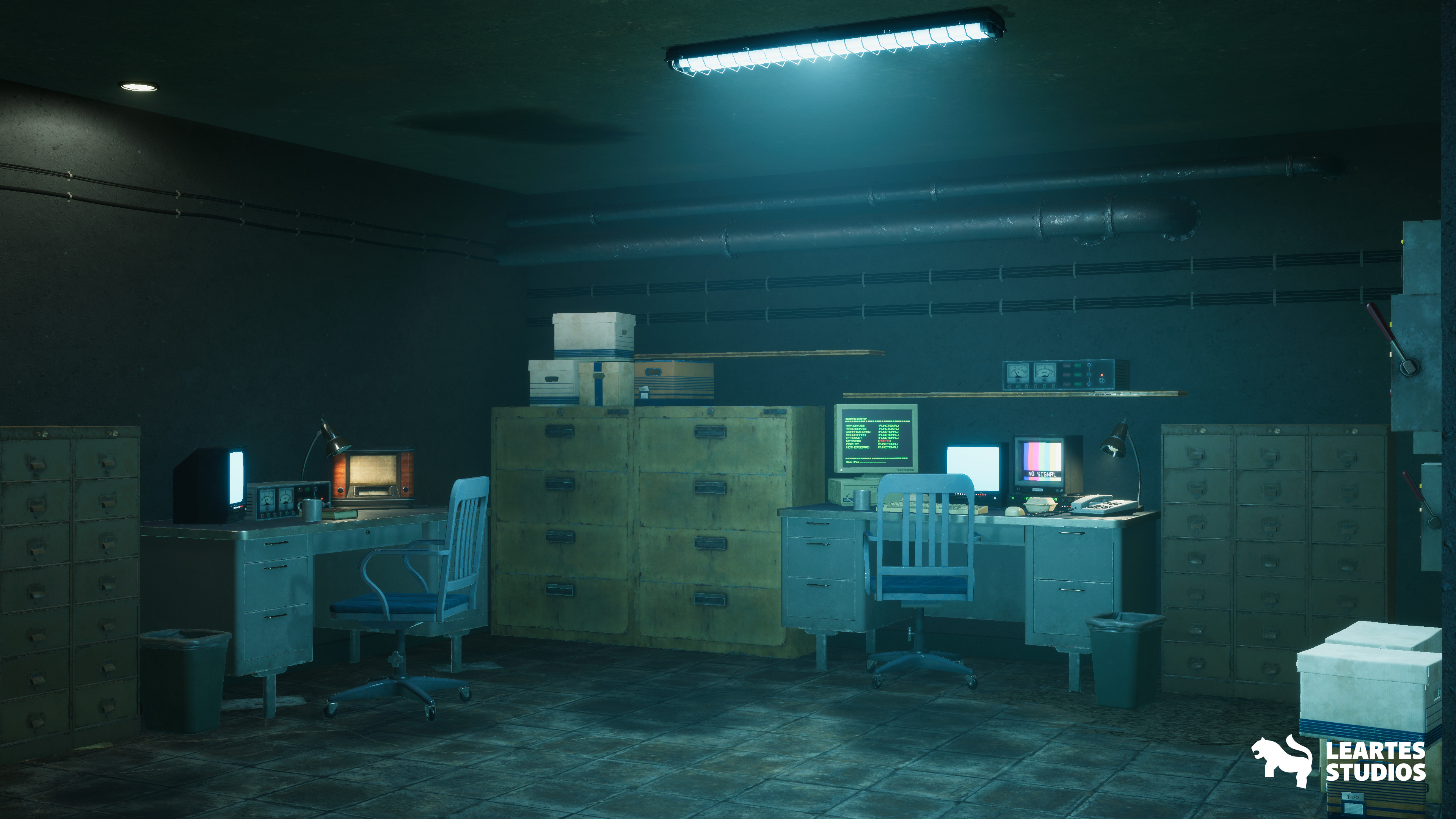 Cold War Underground Bunker Environment Low-poly 3D model_11