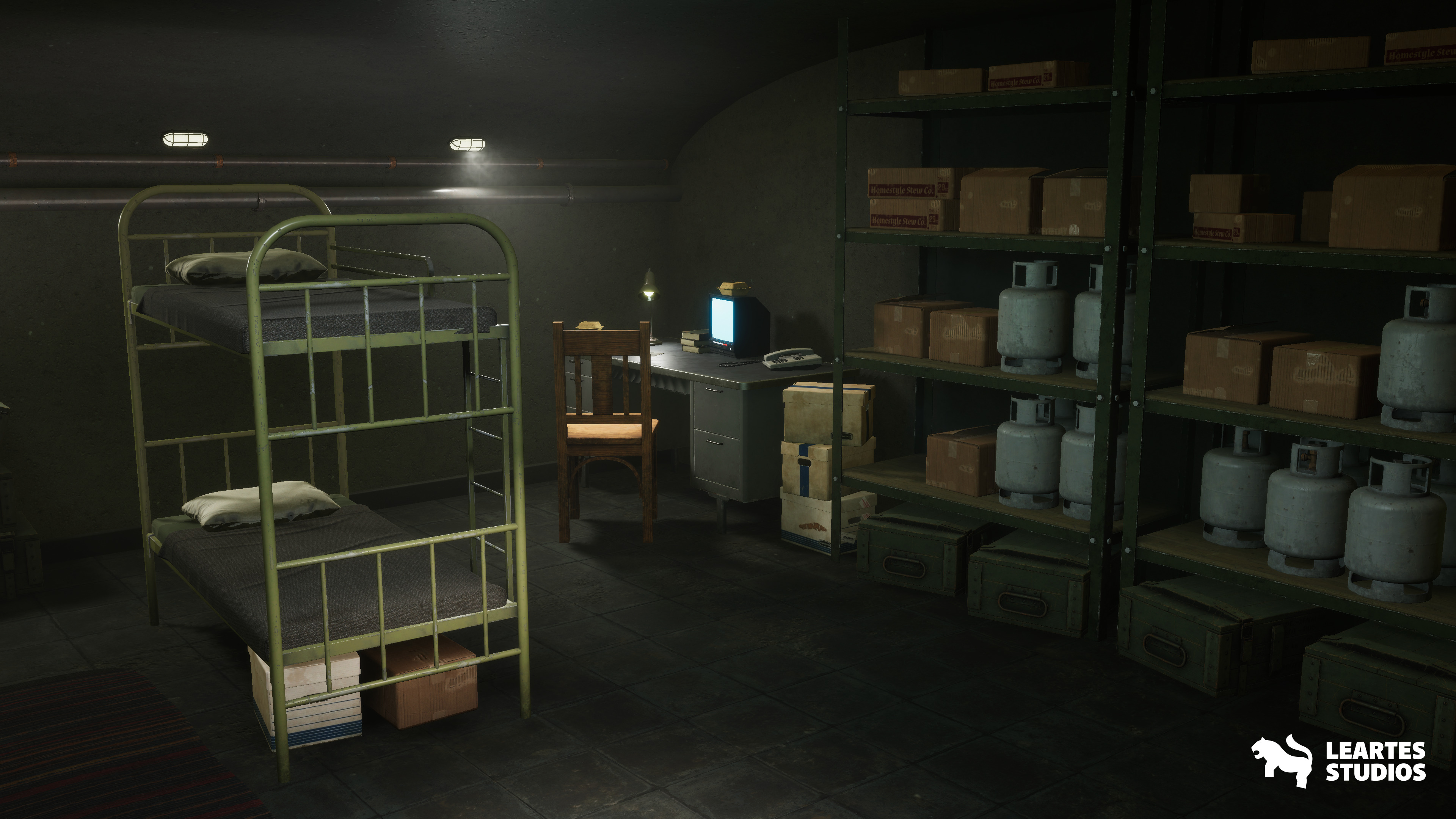 Cold War Underground Bunker Environment Low-poly 3D model_17