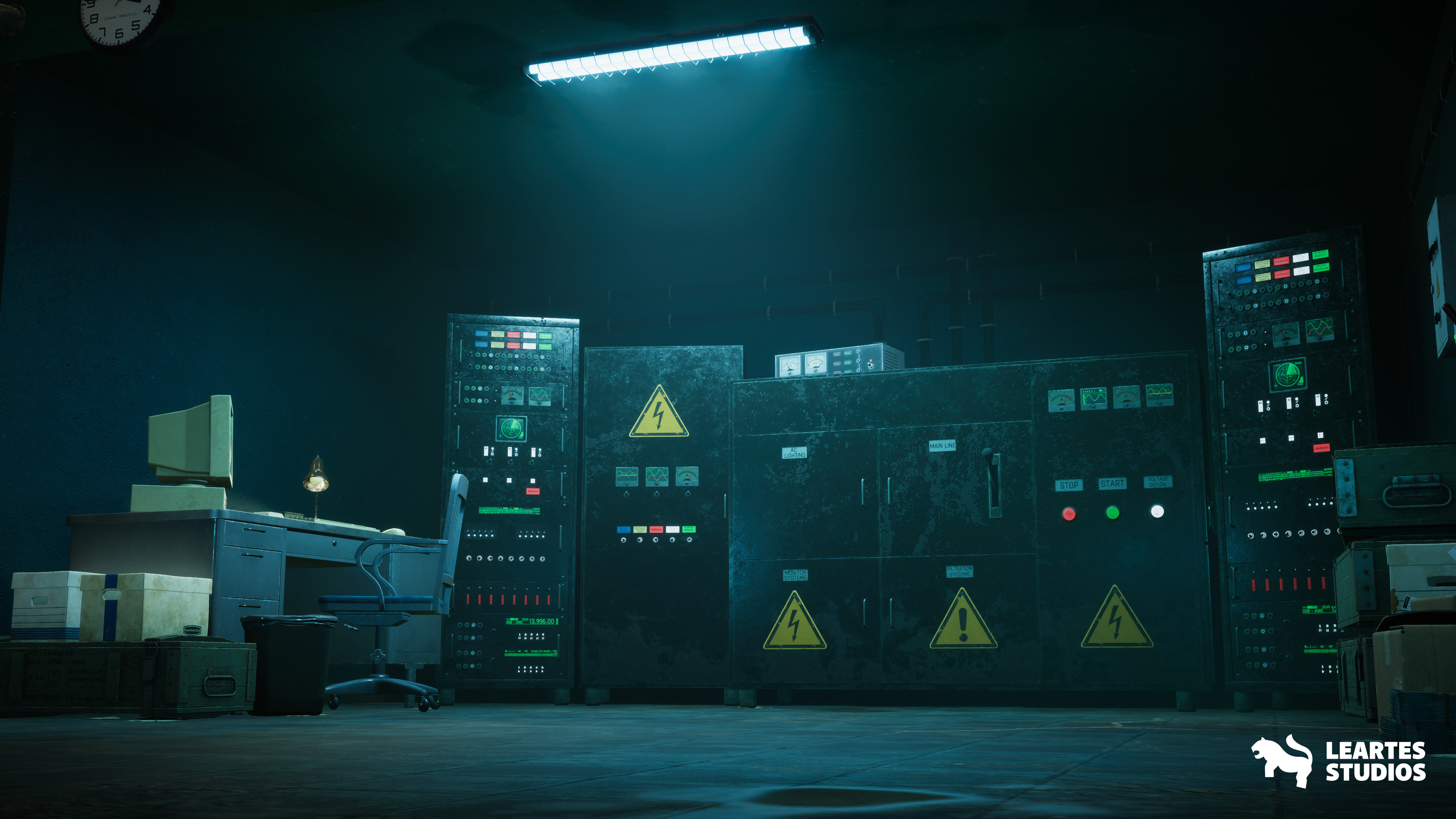 Cold War Underground Bunker Environment Low-poly 3D model_10