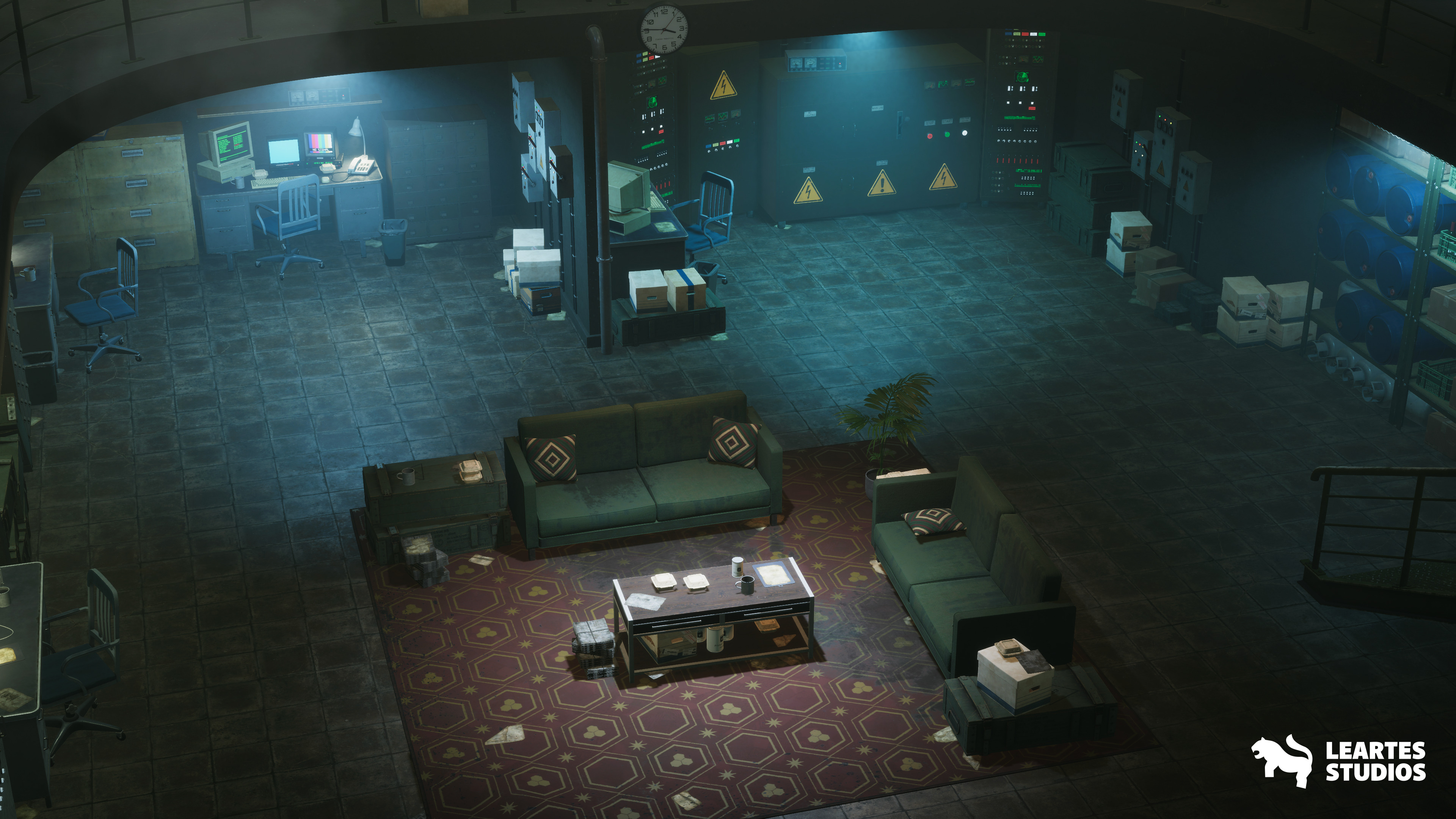 Cold War Underground Bunker Environment Low-poly 3D model_6