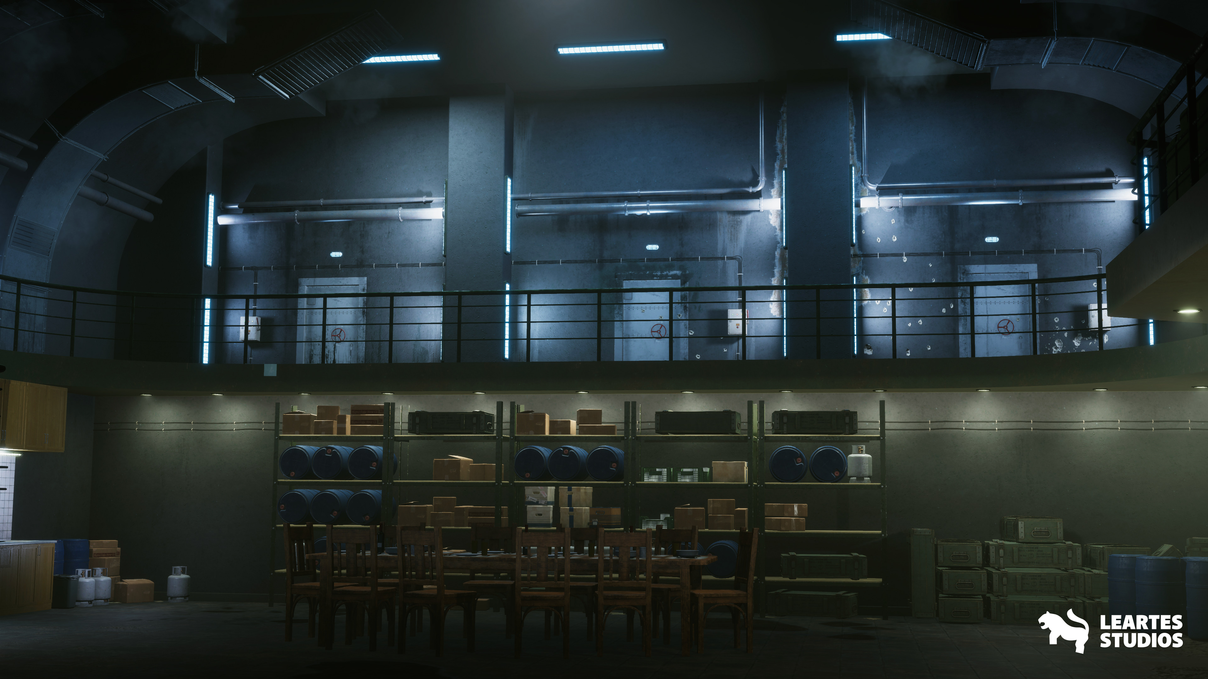 Cold War Underground Bunker Environment Low-poly 3D model_14