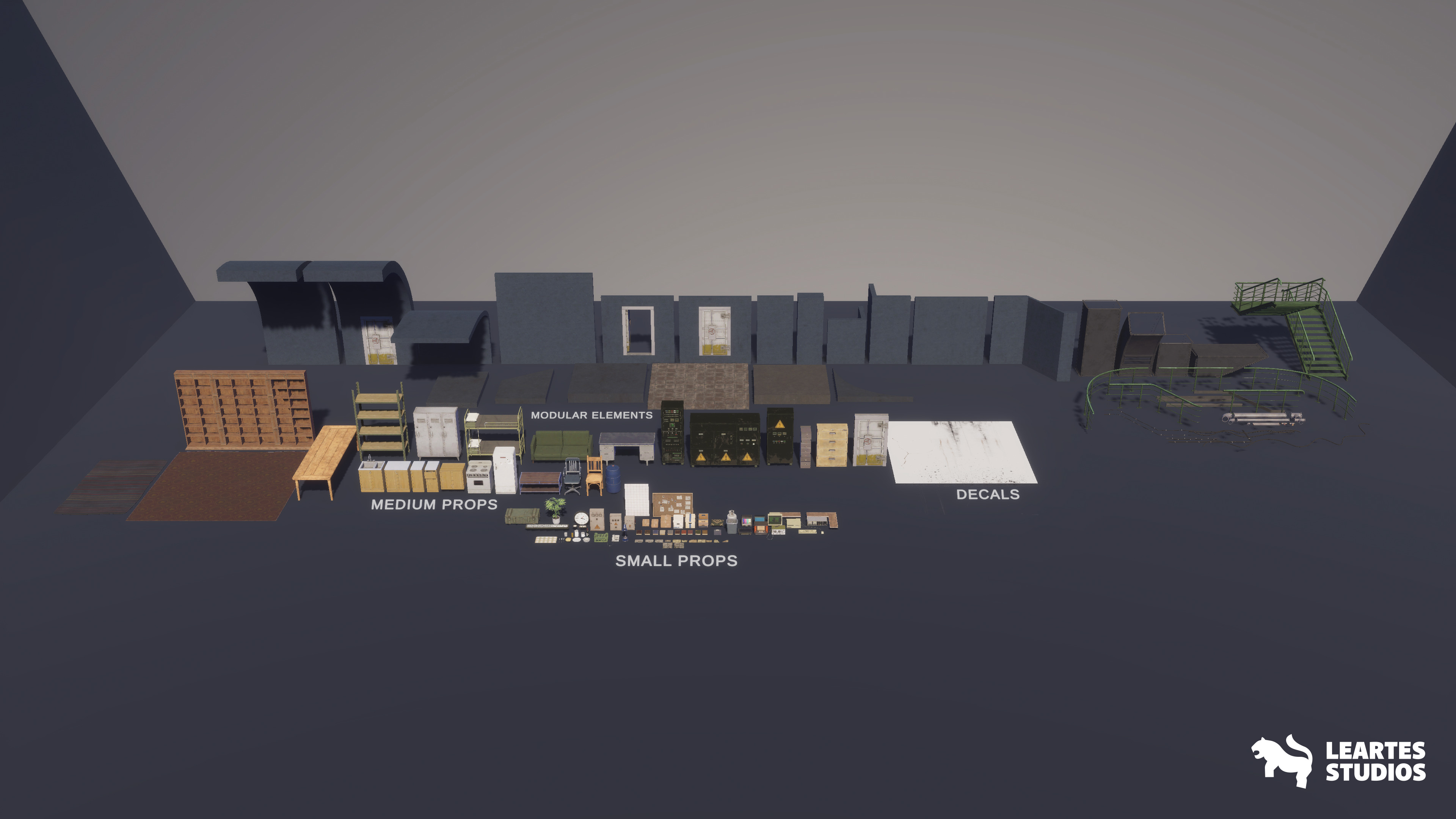 Cold War Underground Bunker Environment Low-poly 3D model_21