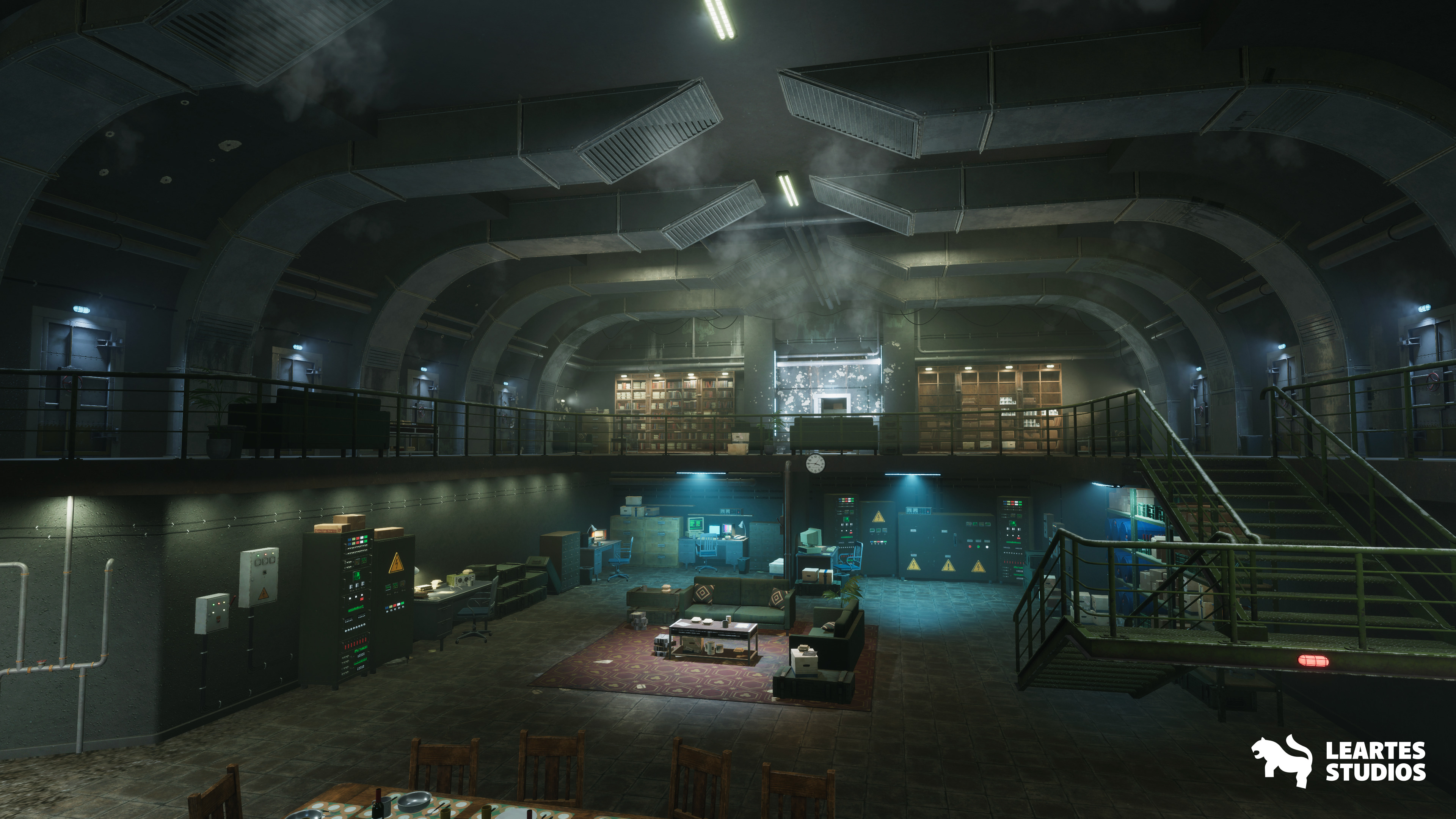 Cold War Underground Bunker Environment Low-poly 3D model_5