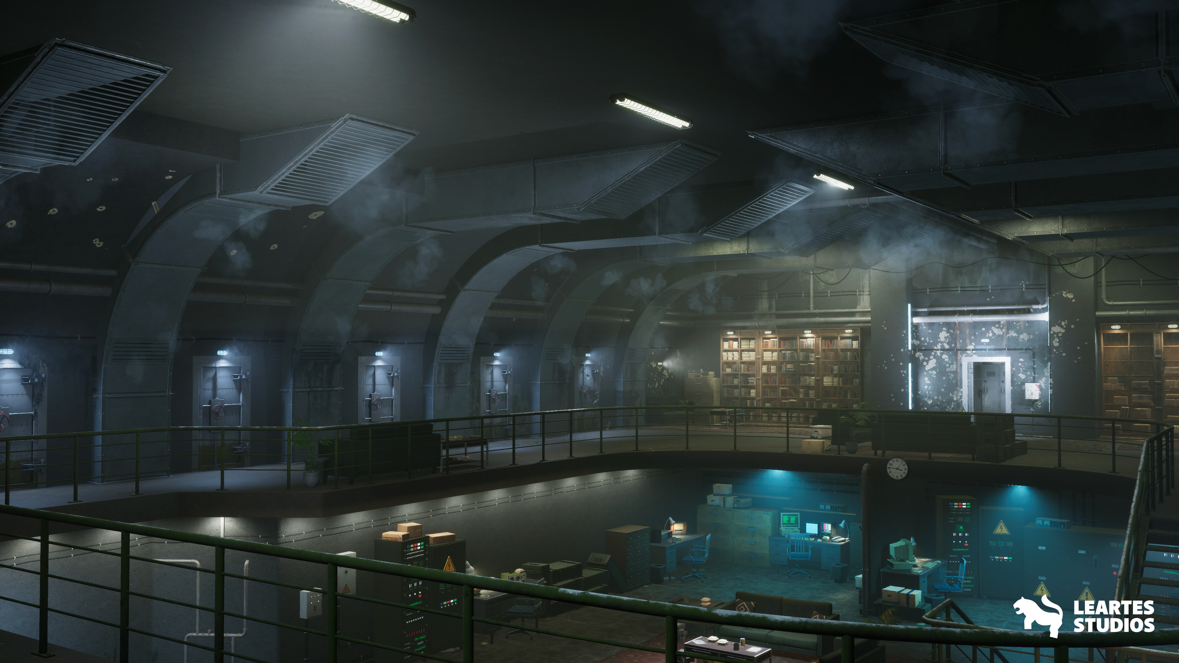 Cold War Underground Bunker Environment Low-poly 3D model_7