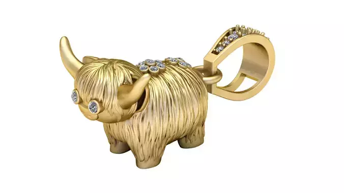 highland cow pendant 3D printable model      