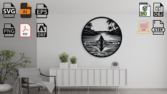 Serene Coastal Scene Wall Decor 3D print model