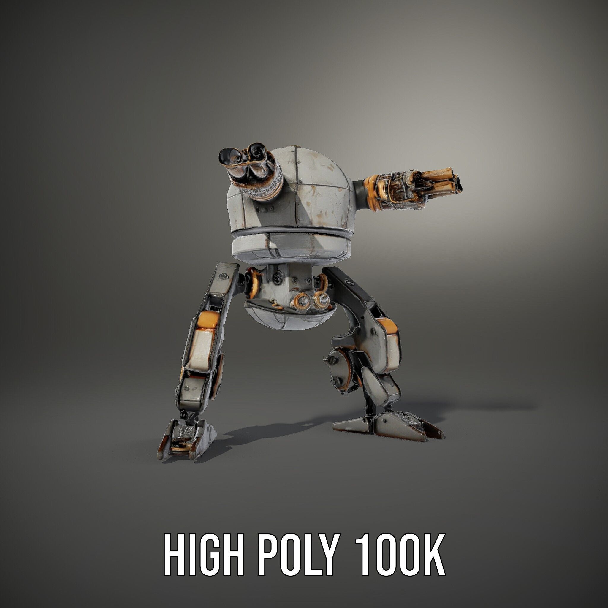 Futuristic Combat Robot model pack with multiple LODs Low-poly 3D model_9