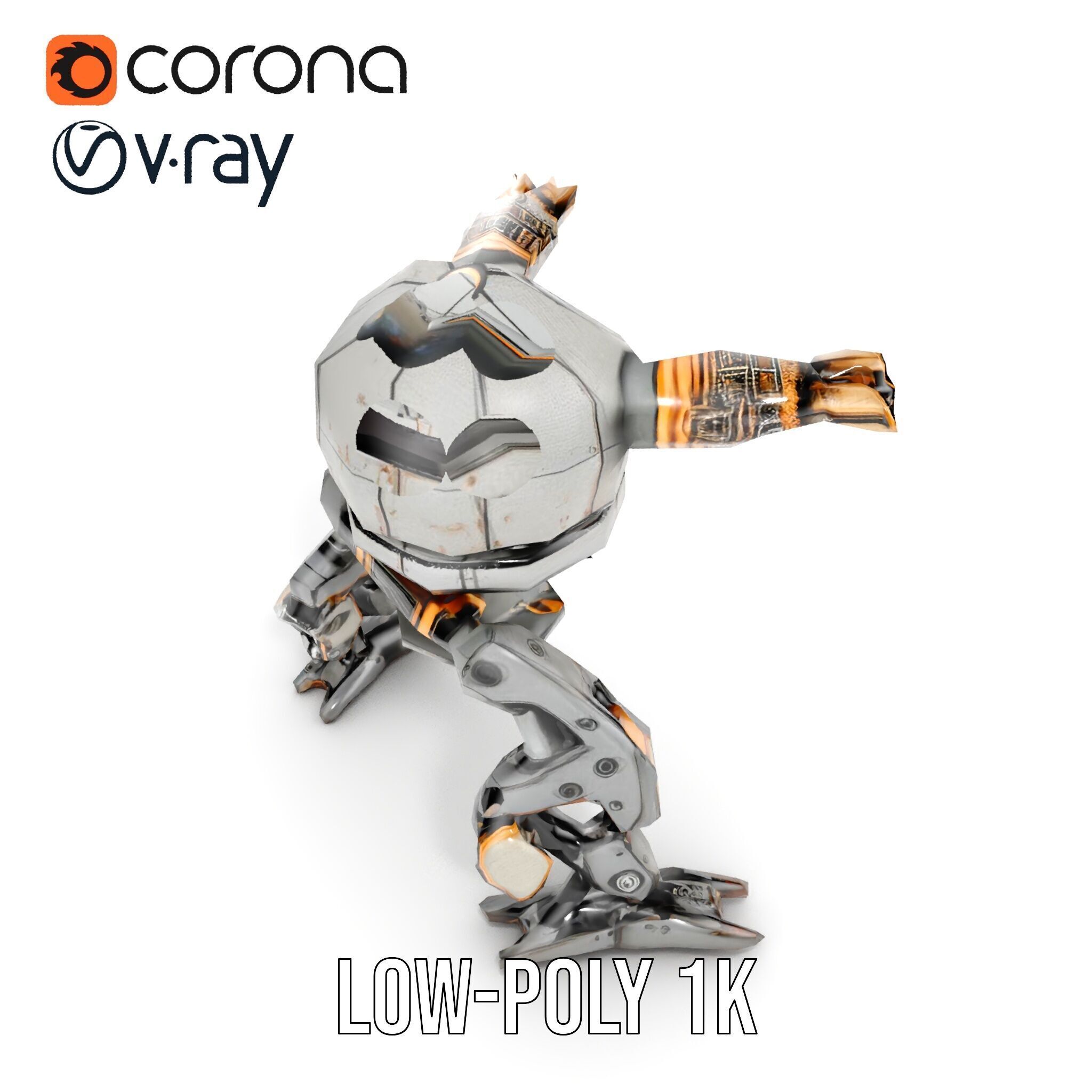 Futuristic Combat Robot model pack with multiple LODs Low-poly 3D model_22