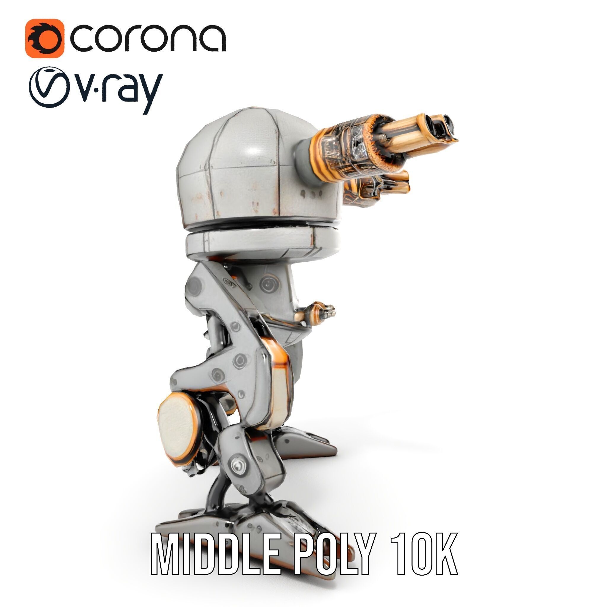 Futuristic Combat Robot model pack with multiple LODs Low-poly 3D model_23