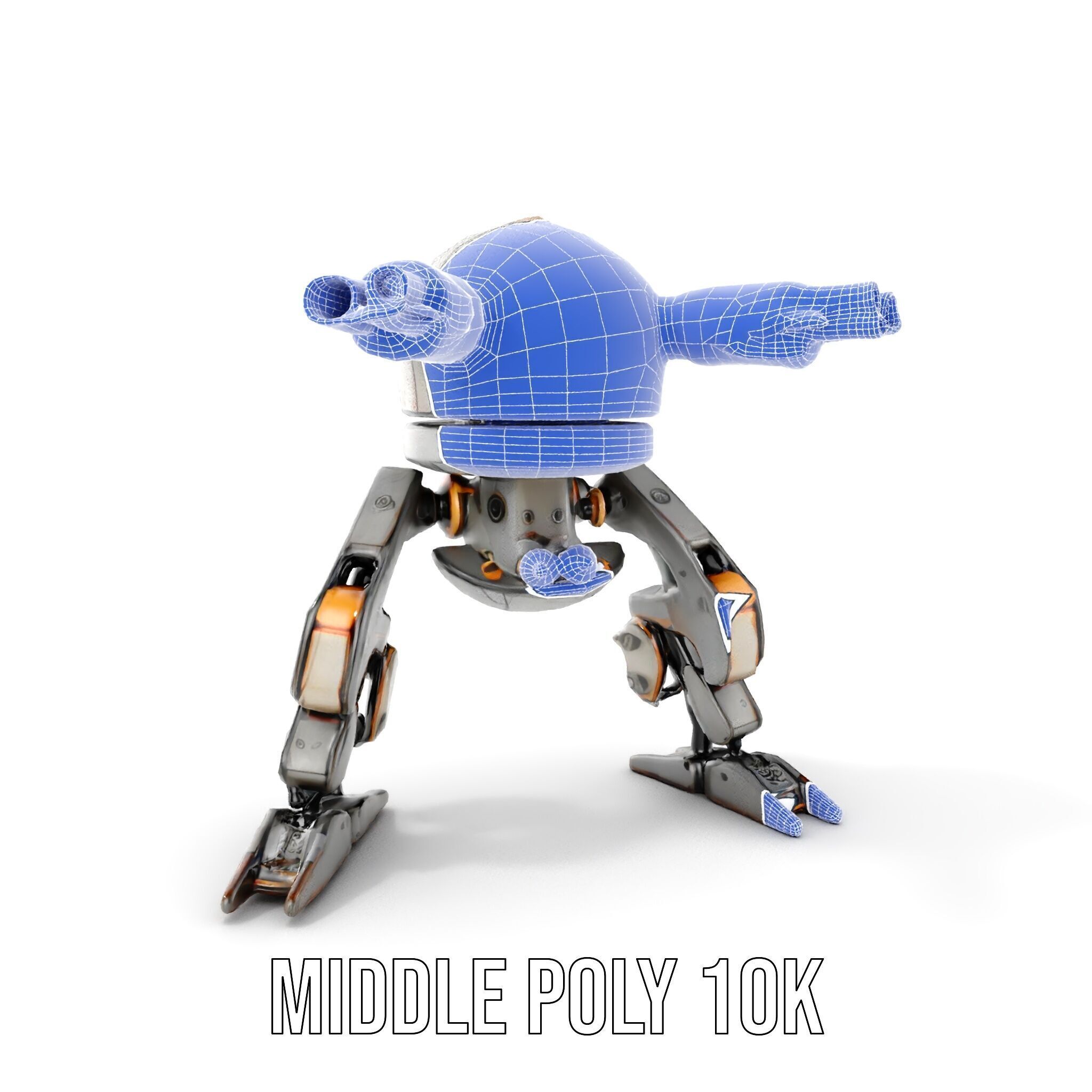 Futuristic Combat Robot model pack with multiple LODs Low-poly 3D model_18