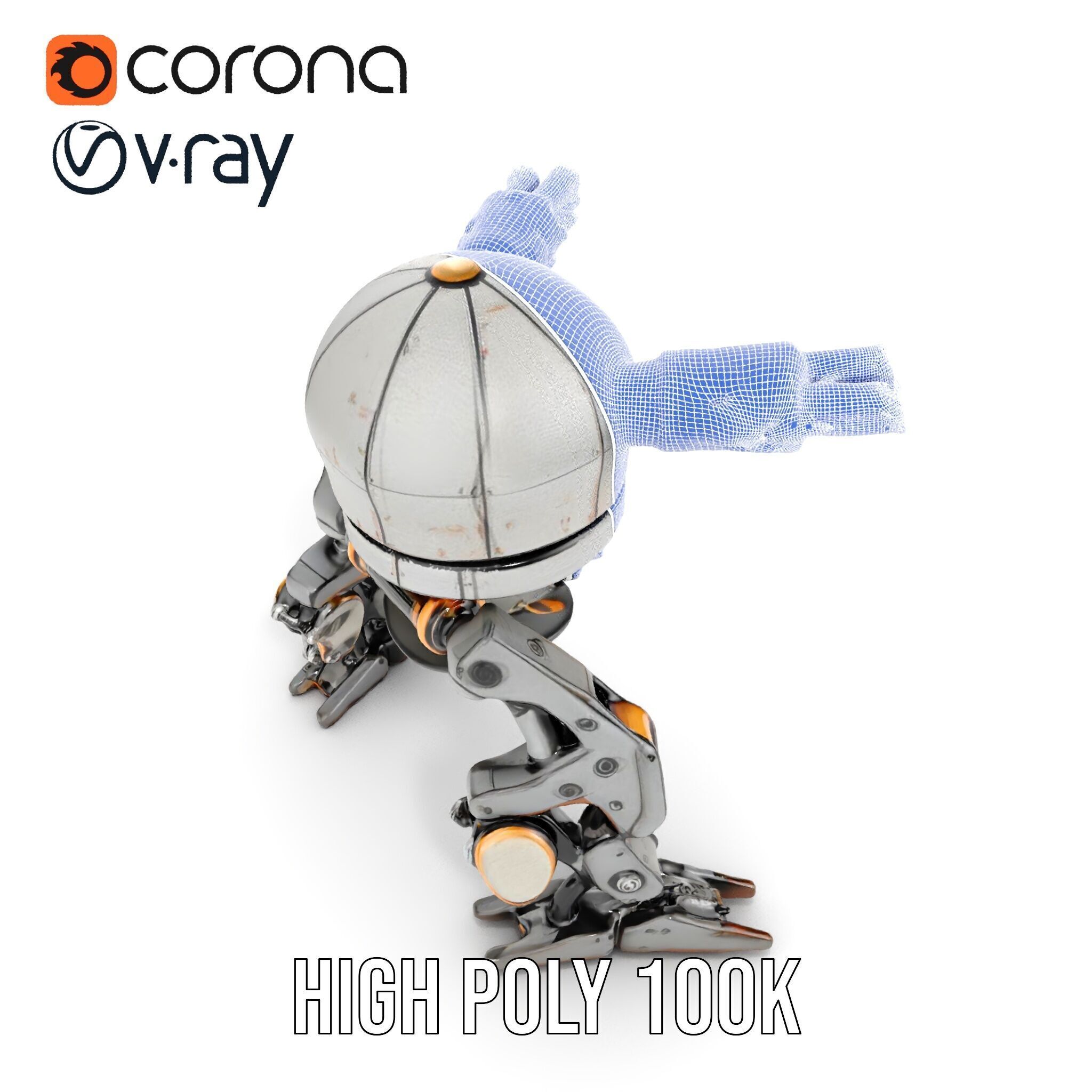 Futuristic Combat Robot model pack with multiple LODs Low-poly 3D model_37