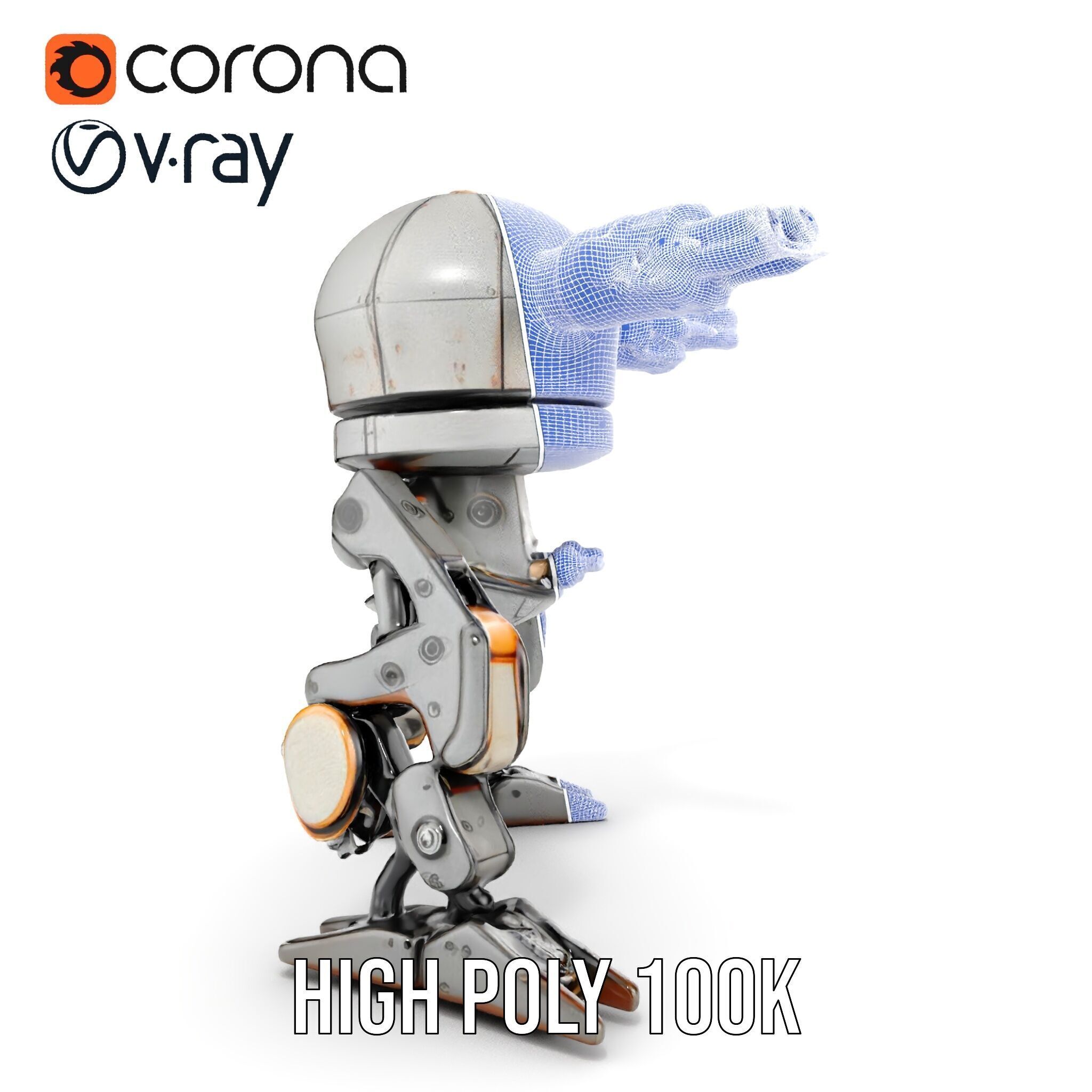 Futuristic Combat Robot model pack with multiple LODs Low-poly 3D model_38