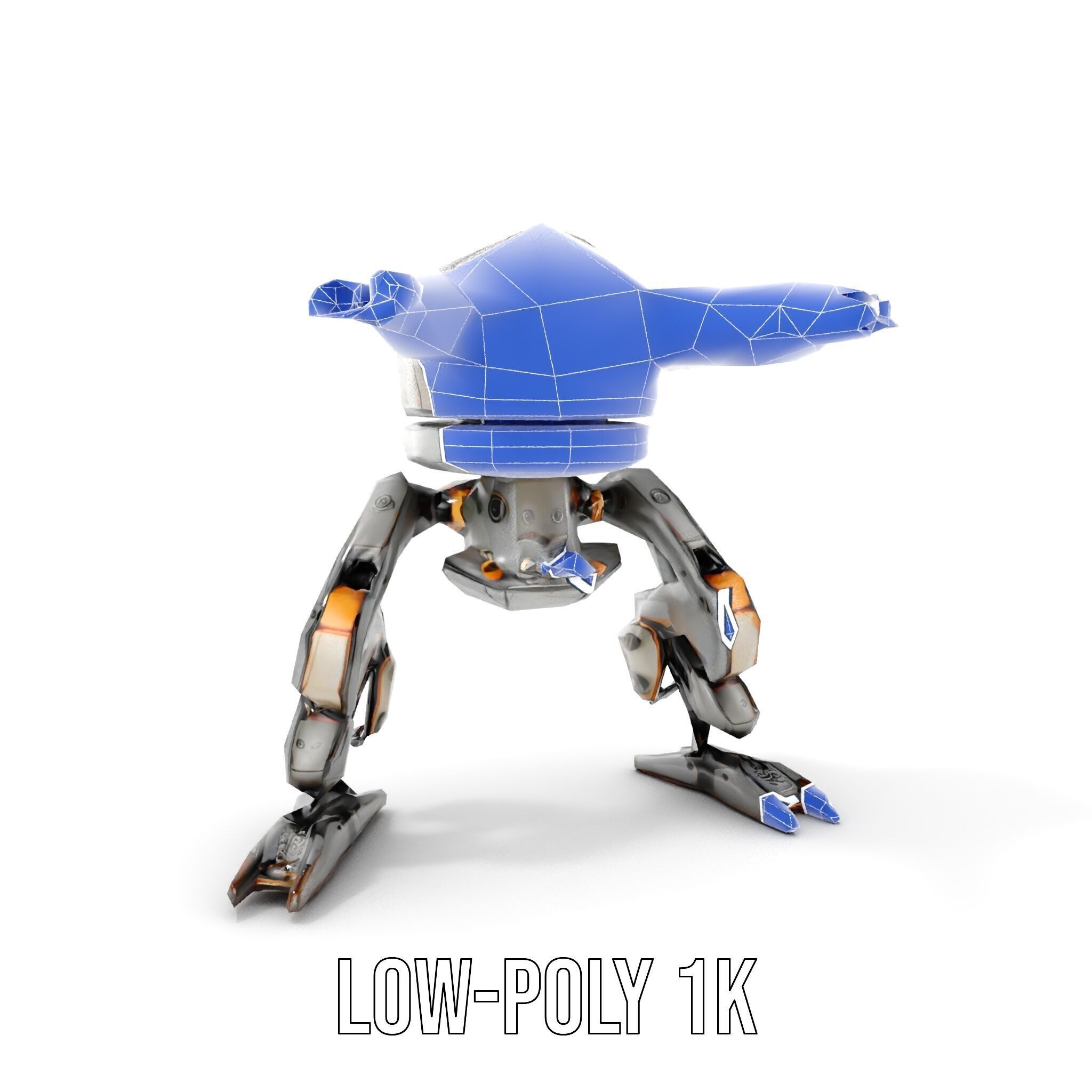 Futuristic Combat Robot model pack with multiple LODs Low-poly 3D model_30