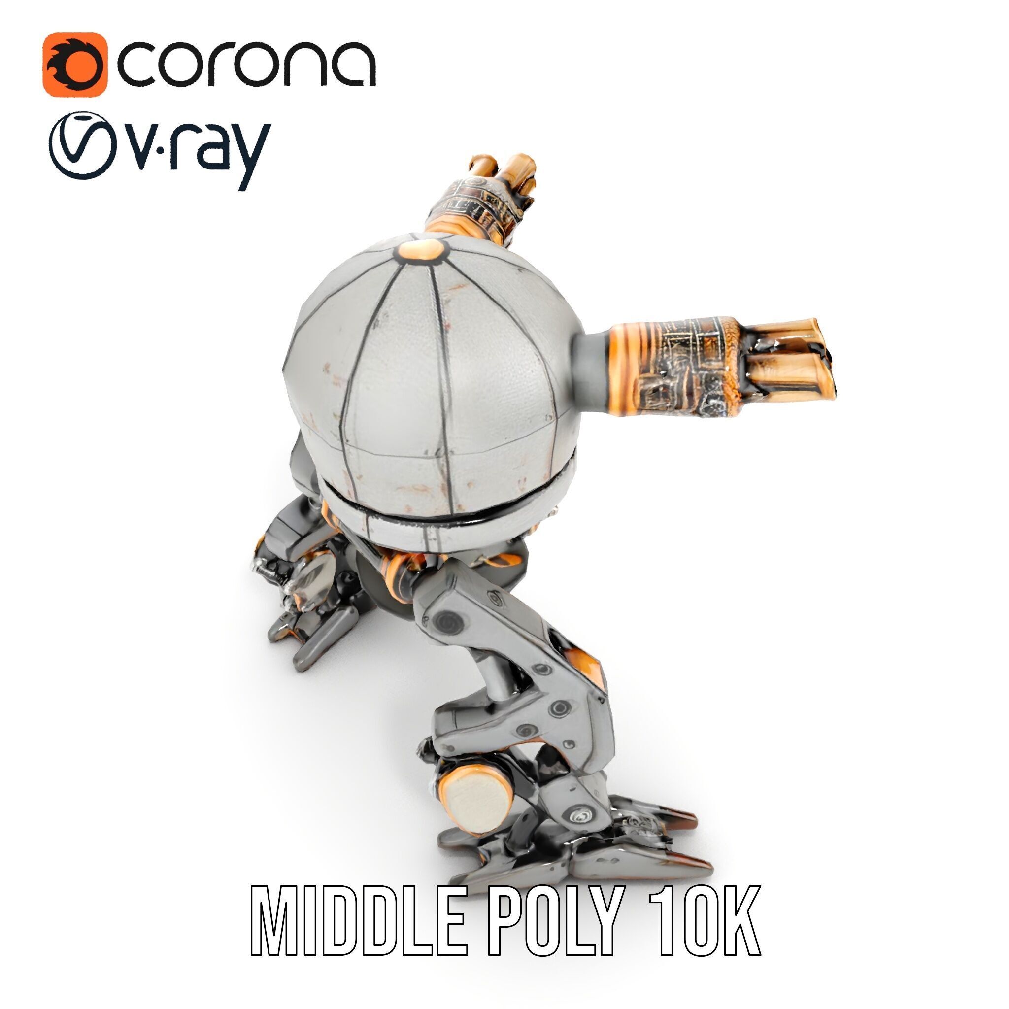 Futuristic Combat Robot model pack with multiple LODs Low-poly 3D model_13
