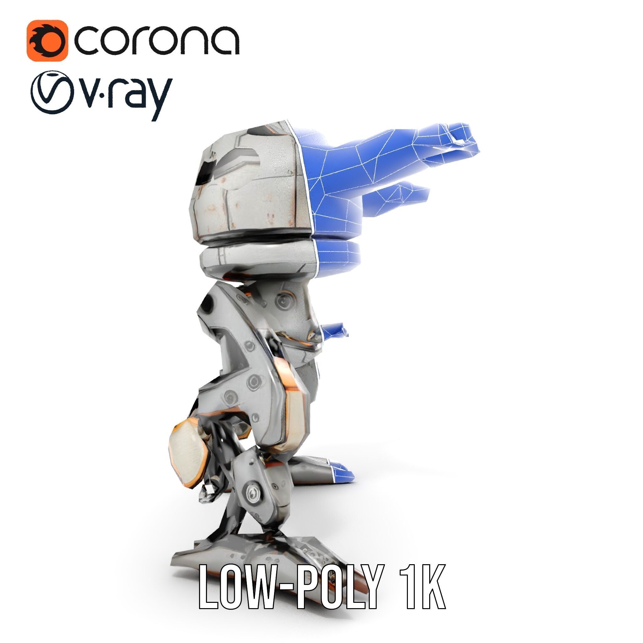 Futuristic Combat Robot model pack with multiple LODs Low-poly 3D model_33