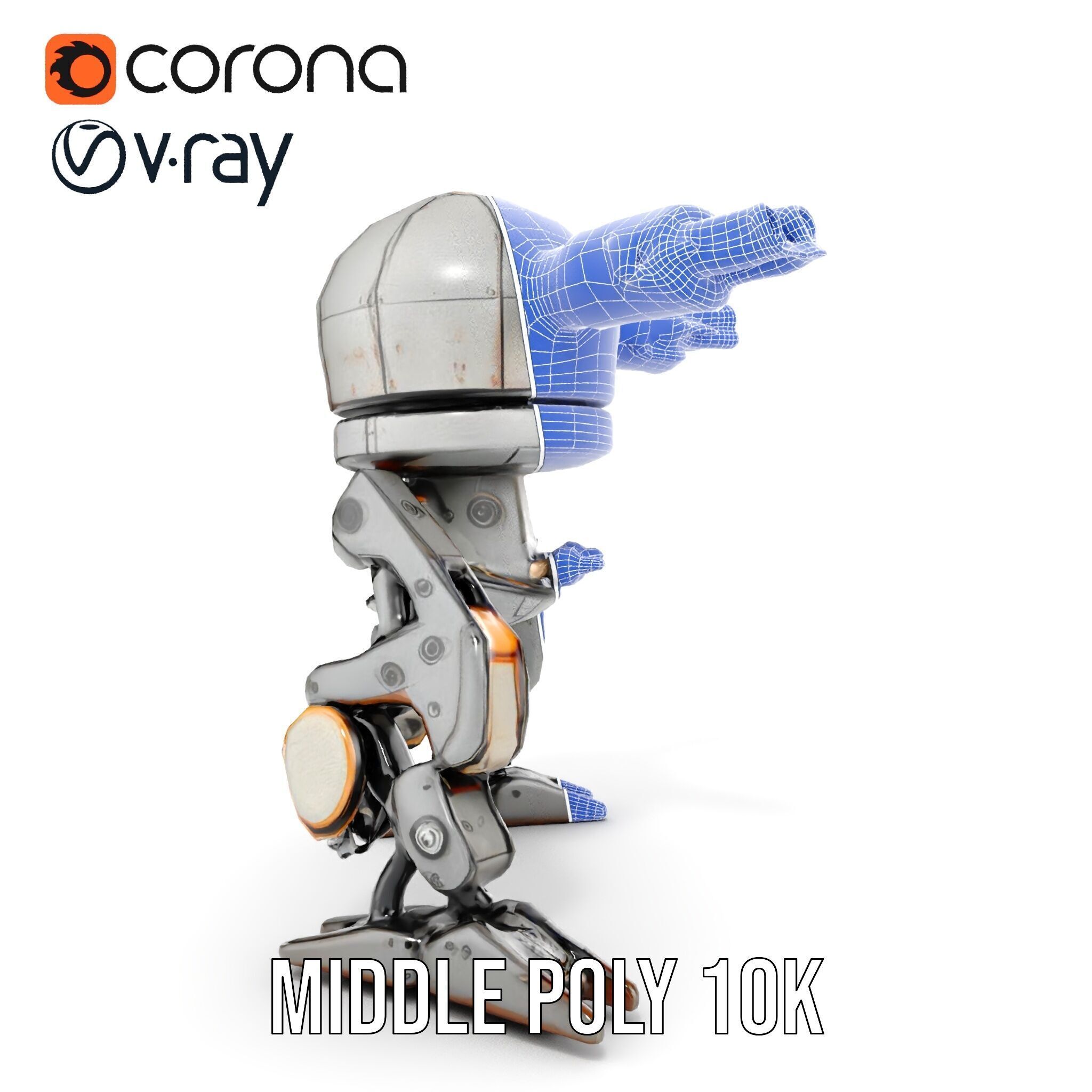 Futuristic Combat Robot model pack with multiple LODs Low-poly 3D model_26
