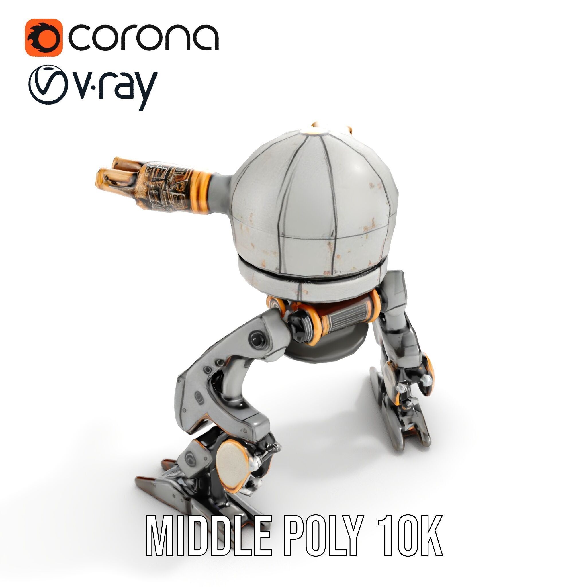Futuristic Combat Robot model pack with multiple LODs Low-poly 3D model_10