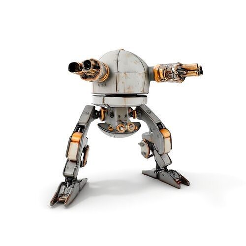 Futuristic Combat Robot model pack with multiple LODs Low-poly 3D model