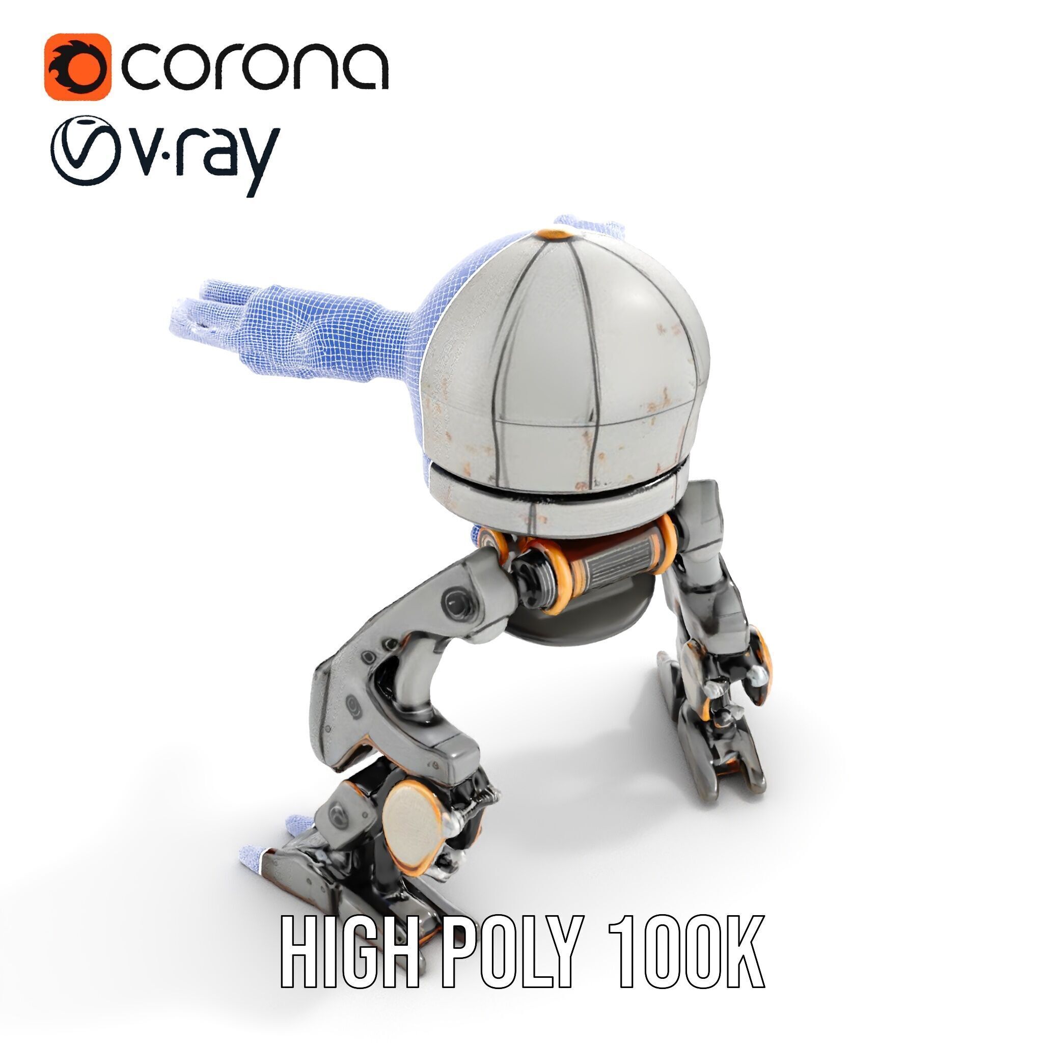 Futuristic Combat Robot model pack with multiple LODs Low-poly 3D model_25